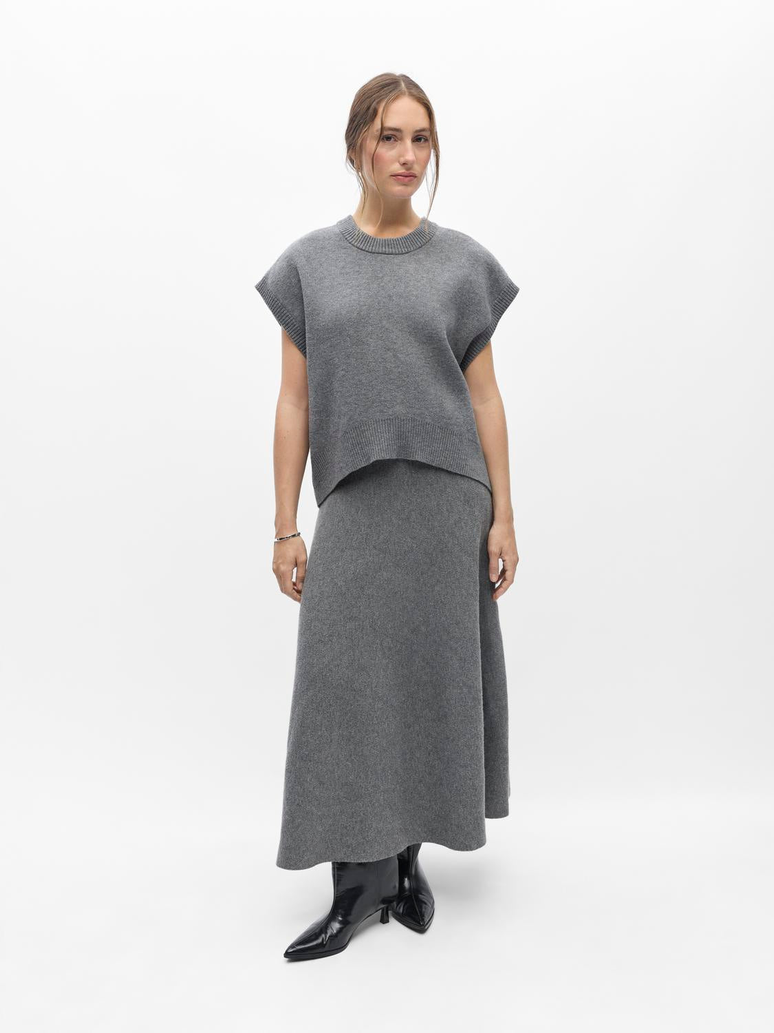 OBJITONE Knitted Waistcoat - Medium Grey Melange - VERO MODA & VILA Bergvik